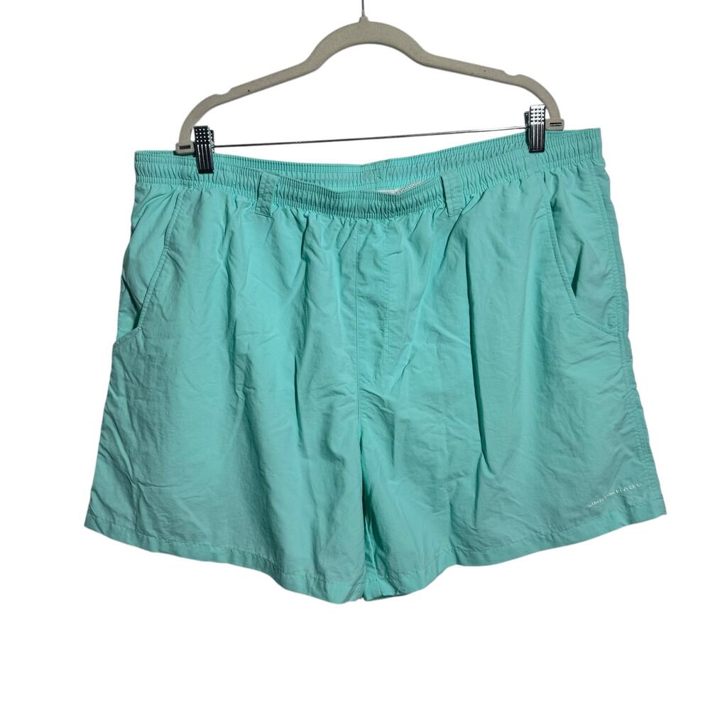 Columbia PFG Backcast III Water Shorts Men XXL light blue/mint green nylon Coast